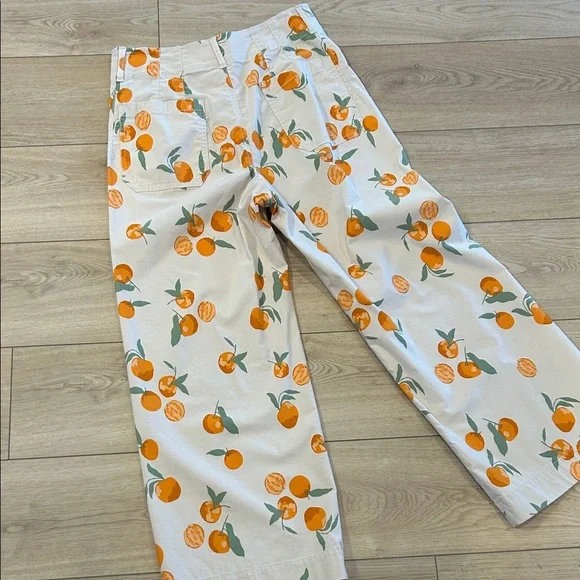 Anthropologie Maeve Colette Pant Orange Print wide Leg. - Picture 9 of 14